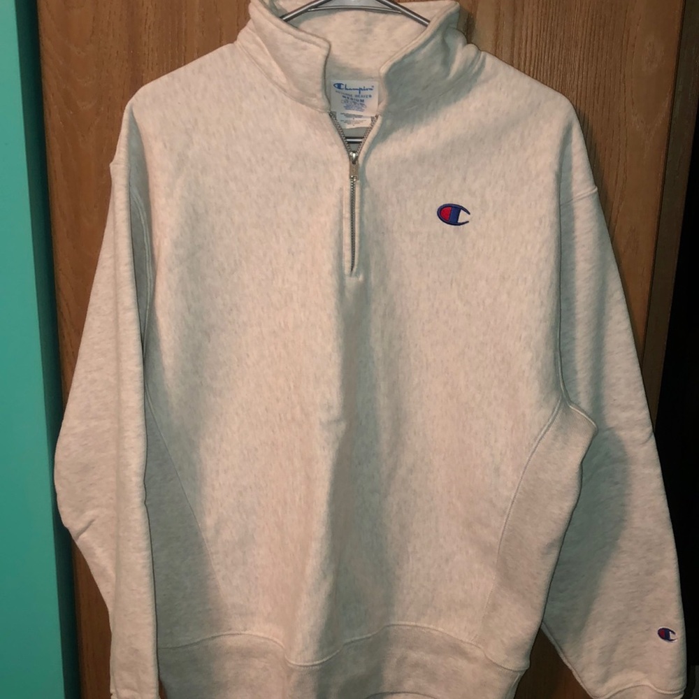 Champion White Quarter-Zip Sweatshirt